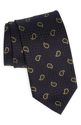 Brioni Paisley Silk Jacquard Tie in Midnight Blue/Lemon at Nordstrom