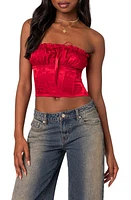 EDIKTED Elaine Strapless Jacquard Satin Corset Top Red at Nordstrom,