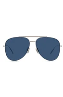 Givenchy GV Speed 59mm Pilot Sunglasses in Shiny Palladium /Blue at Nordstrom