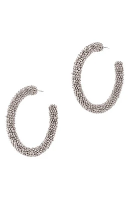 Deepa Gurnani Zaria Beaded Hoop Earrings in Silver at Nordstrom