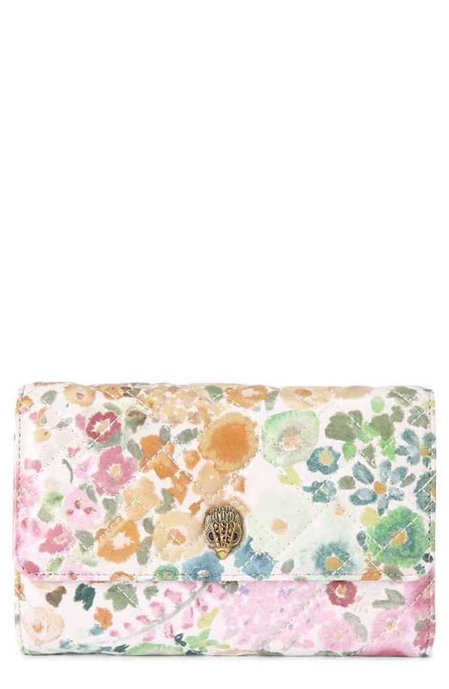 Kurt Geiger London x Floral Couture Quilted Leather Wallet on a Chain in Floral Multi at Nordstrom