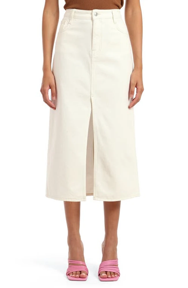 Mavi Jeans Marin Front Slit Denim Midi Skirt Off White at Nordstrom,