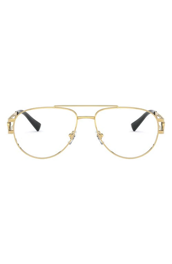 Versace 57mm Aviator Optical Glasses in Gold/Demo Lens at Nordstrom