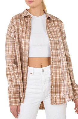 Grey Lab Plaid Sequin Button-Up Shirt in Tan at Nordstrom, Size Small