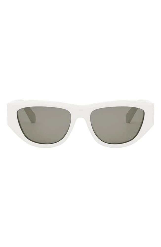 CELINE Monochroms 55mm Cat Eye Sunglasses in Ivory /Smoke at Nordstrom