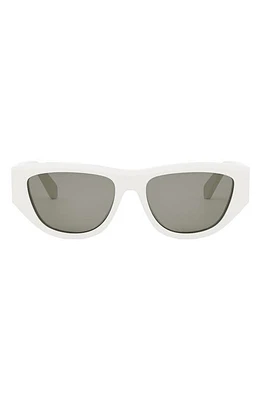 CELINE Monochroms 55mm Cat Eye Sunglasses in Ivory /Smoke at Nordstrom