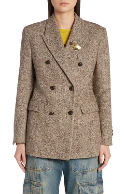 Golden Goose Journey Herringbone Double Breasted Virgin Wool Blend Blazer Beige/Brown/Bluette at Nordstrom, Us