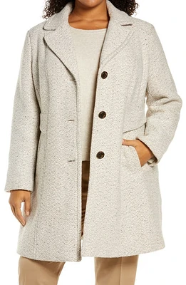 Gallery Notch Collar Tweed Coat in Oatmeal at Nordstrom, Size 1X