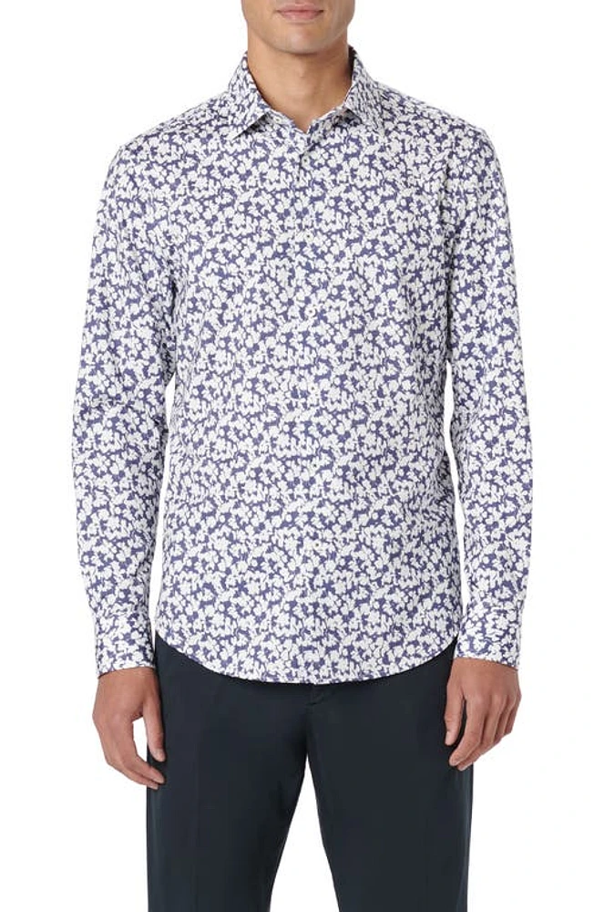 Bugatchi James OoohCotton Floral Button-Up Shirt Navy at Nordstrom,