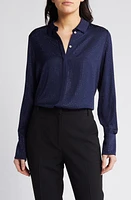 KOBI HALPERIN Renana Perforated Stretch Silk Shirt at Nordstrom,