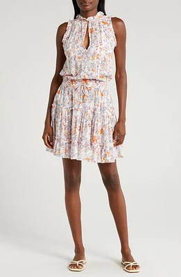 Poupette St Barth Clara Floral Tiered Cover-Up Minidress Blue Sweet at Nordstrom,