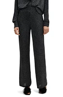 MANGO Metallic High Waist Straight Leg Pants Silver at Nordstrom,