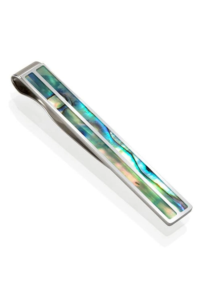 M-Clip Abalone Tie Clip in Silver/Green/Blue at Nordstrom