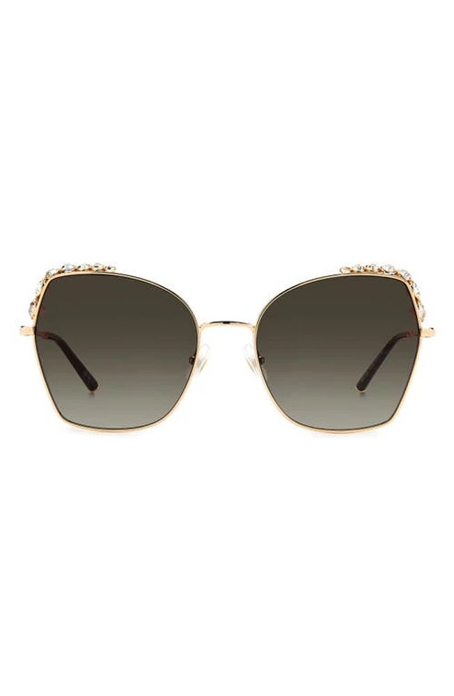 Carolina Herrera 59mm Square Sunglasses in Gold/grey Shaded Clear at Nordstrom