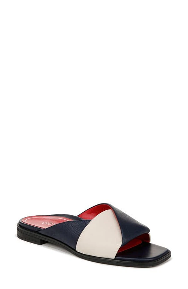 Vionic Miramar Slide Sandal Navy/Cream at Nordstrom,