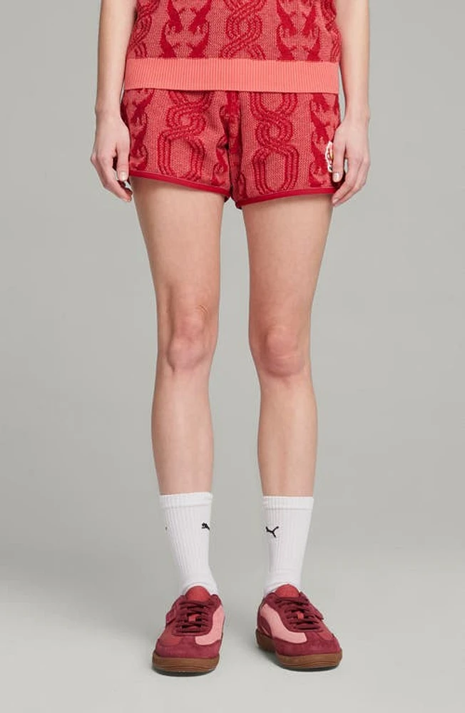 PUMA x Palomo T7 Cotton & Wool Jacquard Track Shorts Passionfruit at Nordstrom,