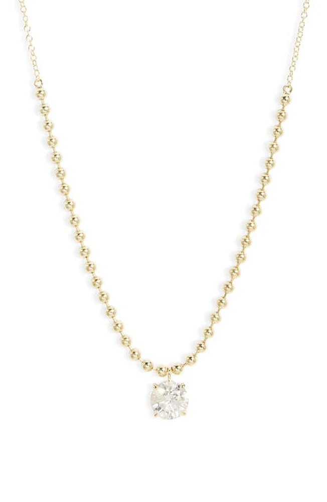 Meira T Diamond Pendant Ball Chain Necklace in Gold at Nordstrom, Size 18