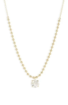 Meira T Diamond Pendant Ball Chain Necklace in Gold at Nordstrom, Size 18