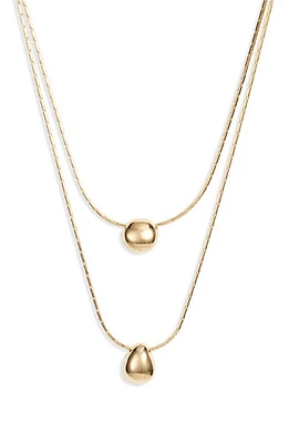 Nordstrom Demi Fine Double Droplet Layered Necklace in 14K Gold Plated at Nordstrom