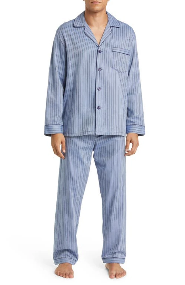 Majestic International Herringbone Stripe Cotton Pajamas Cobalt at Nordstrom,