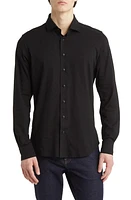 Emanuel Berg Modern Flex Cotton Blend Button-Up Shirt Black at Nordstrom,