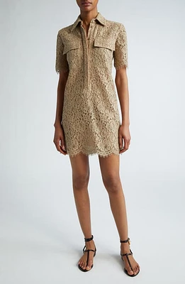 Michael Kors Short Sleeve Lace Shirtdress Sand at Nordstrom,