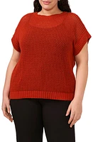 halogen(r) Open Stitch Cotton Crop Sweater Vest Red Umber Brown at Nordstrom,