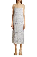 Khaite Sicily Print Silk Charmeuse Midi Dress Cream /Blue at Nordstrom,