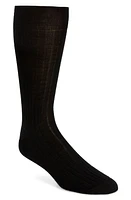 Canali Ribbed Cashmere & Silk Socks in Black at Nordstrom, Size Medium