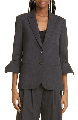 TWP Boyfriend Stretch Wool Blazer Dark Charcoal at Nordstrom,