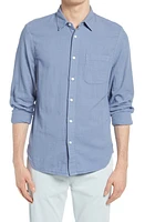 HIROSHI KATO Trim Fit Solid Button-Up Shirt Matte Blue at Nordstrom,