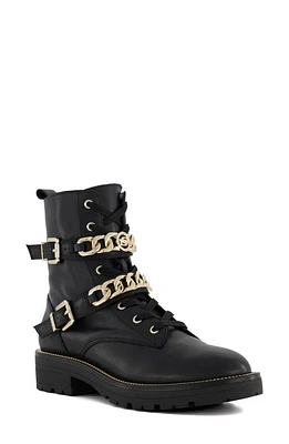 Dune London Plazas Combat Boot Black Gold at Nordstrom,