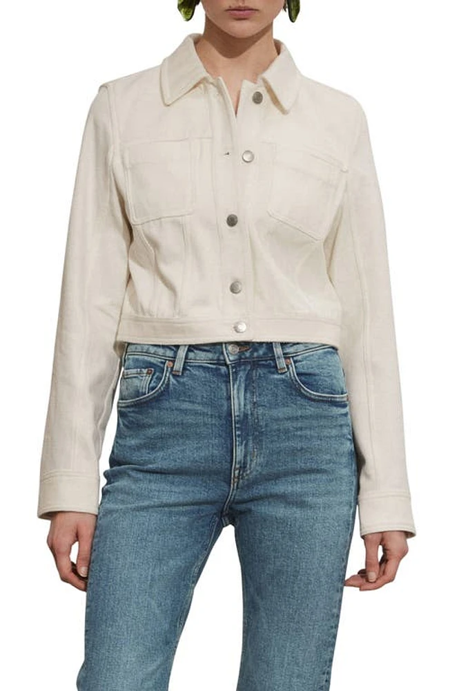 & Other Stories Crop Stretch Denim Jacket White Dusty Light at Nordstrom,