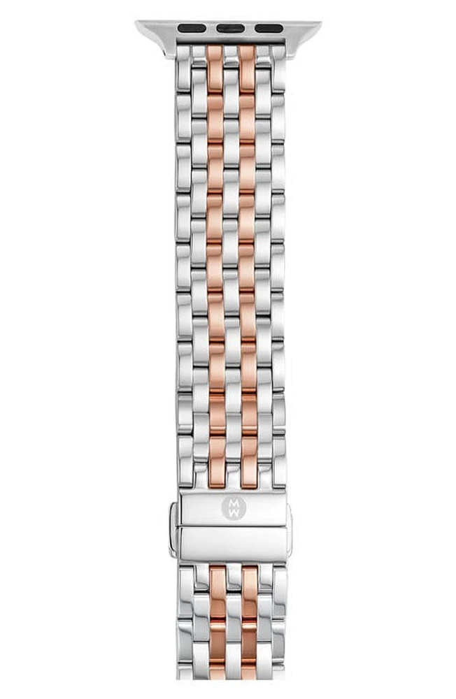 MICHELE Stainless Steel 20mm Apple Watch Bracelet Watchband in Silver/pink Gold at Nordstrom