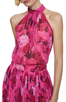 MANGO Jasmin Plissé Sleeveless Top Fuschia at Nordstrom,