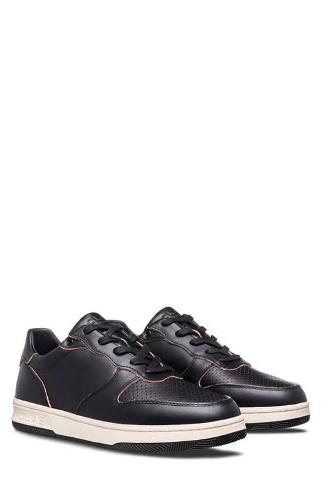 CLAE Malone Sneaker Black Leather Raw Edge at Nordstrom,