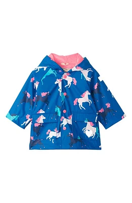 Hatley Prancing Horses Waterproof Raincoat Snorkel Blue at Nordstrom,