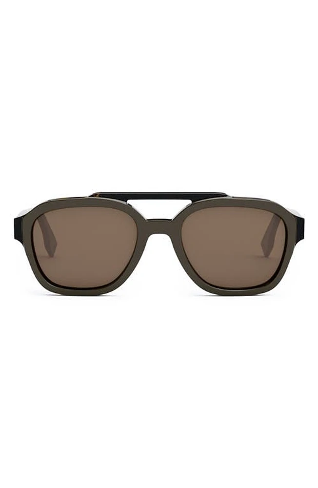 'Fendi Bilayer 52mm Geometric Sunglasses in Dark Brown/Brown at Nordstrom