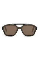 'Fendi Bilayer 52mm Geometric Sunglasses in Dark Brown/Brown at Nordstrom