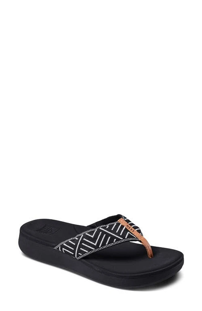 Reef Cushion Cloud Platform Flip Flop Black Geo at Nordstrom,