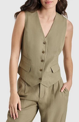 DKNY Linen Blend Vest Light Fatigue at Nordstrom,