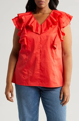 HARSHMAN Yurika Ruffle Top Poppy Red at Nordstrom,