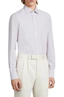 ZEGNA Microstripe Trecapi Cotton Button-Up Shirt Redwood at Nordstrom, Eu