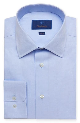 David Donahue Trim Fit Solid Dress Shirt Sky at Nordstrom,