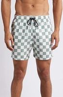 Boardies Nico Checkerboard Swim Trunks in Green/Cream at Nordstrom, Size Small