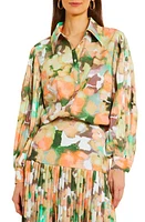 Misook Print Pleat Sleeve Shirt Green Multi at Nordstrom,