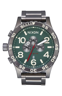 Nixon 'The 51-30 Chrono' Watch, 51mm in Light Gunmetal /Dark Forest at Nordstrom