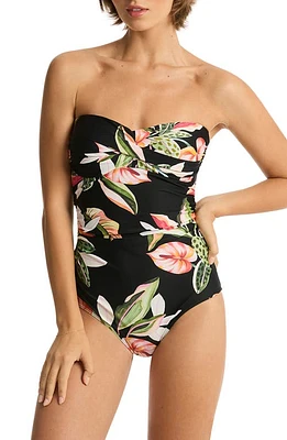 Sea Level Sundown Twist Bandeau One-Piece Swimsuit Black at Nordstrom, Us