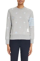 Thom Browne Nautical Embroidered French Terry Sweatshirt Light Grey at Nordstrom, Us