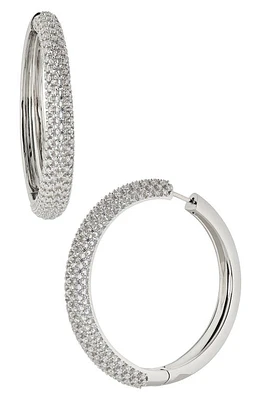 Nadri Large Cleo Pavé Cubic Zirconia Hoop Earrings in Rhodium at Nordstrom